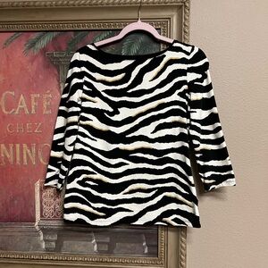 Talbots Black and White Zebra Print Top